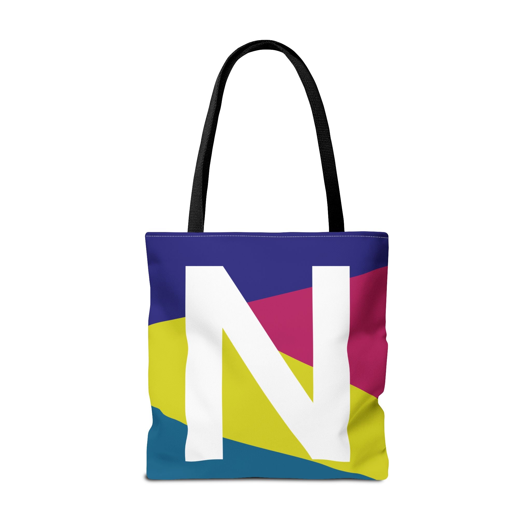 Monogram 'N' Colorblock Tote Bag — Personalized Initial N Shoulder Tote