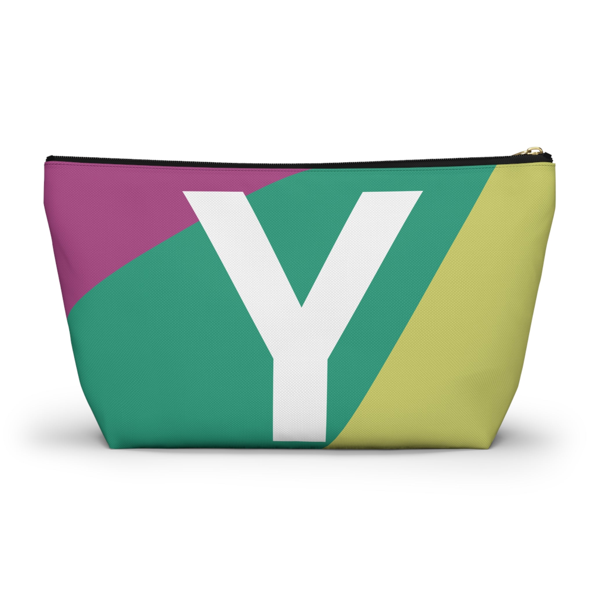 Initials Colorblock Accessory Pouch — Monogram Y T-Bottom Cosmetic Bag