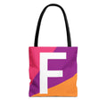 Monogram 'F' Colorblock Tote Bag — Personalized Initial F Shoulder Tote