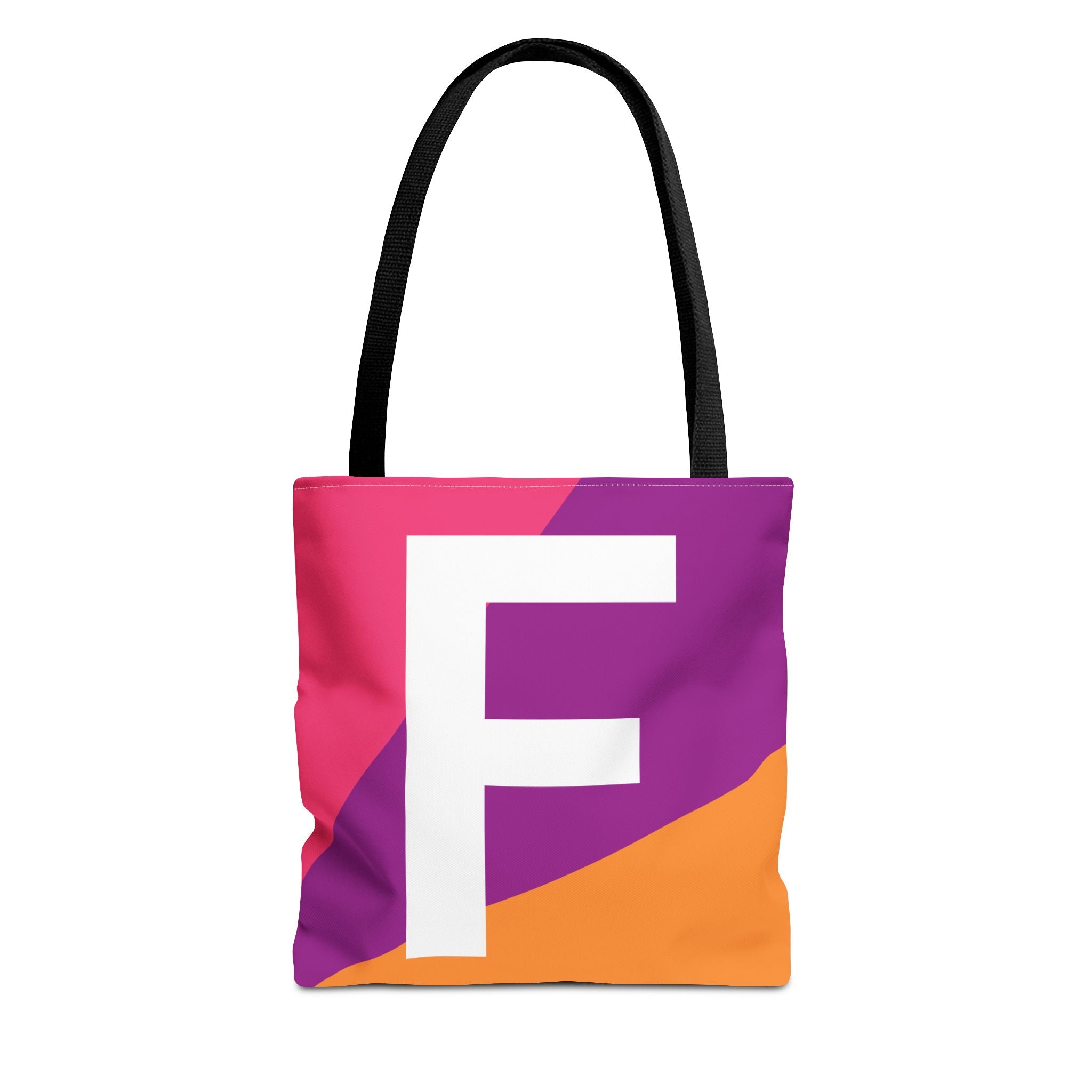 Monogram 'F' Colorblock Tote Bag — Personalized Initial F Shoulder Tote