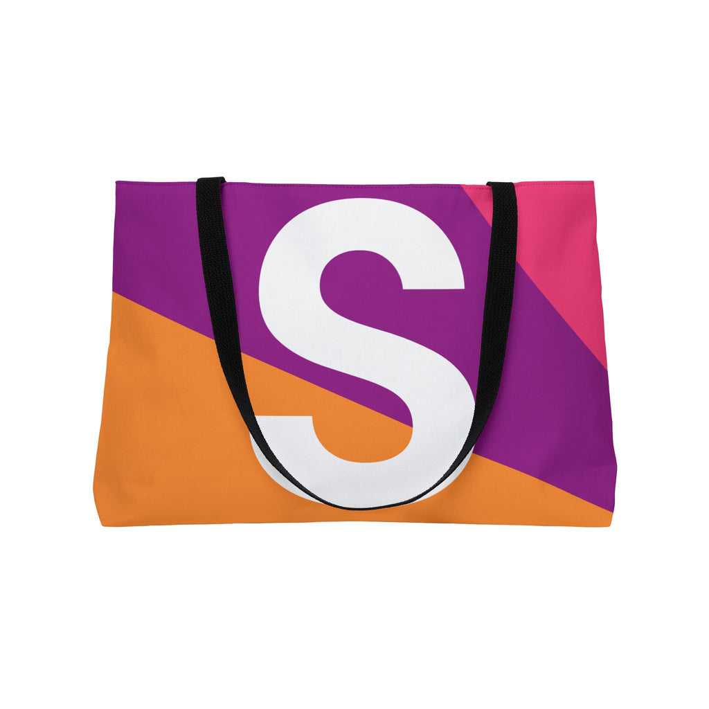 Personalized 'S' Colorblock Tote Bag — Monogram Weekender Tote