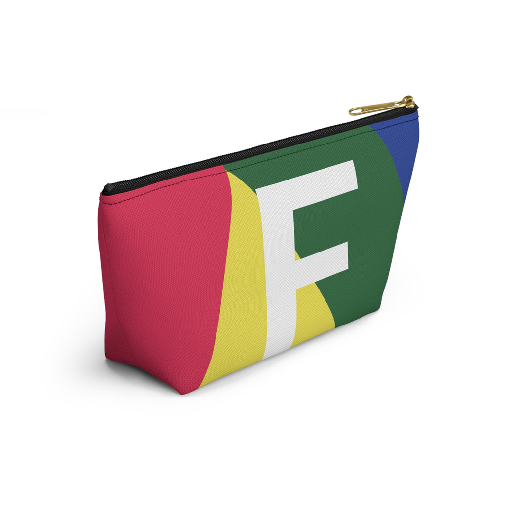 Initials Colorblock Accessory Pouch — Monogram F T-Bottom Cosmetic Bag
