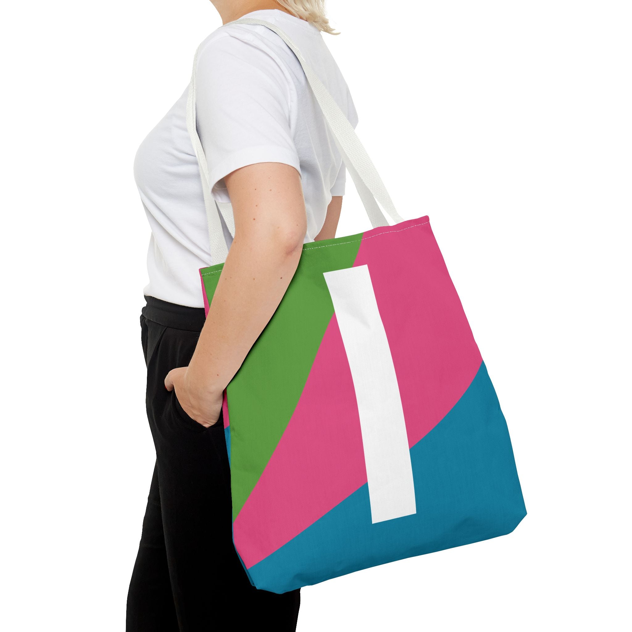 Monogram 'I' Colorblock Tote Bag — Personalized Initial I Shoulder Tote
