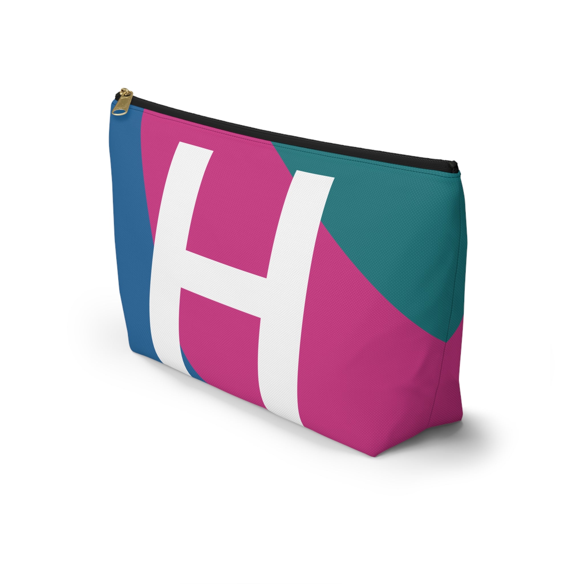 Initials Colorblock Accessory Pouch — Monogram H T-Bottom Cosmetic Bag