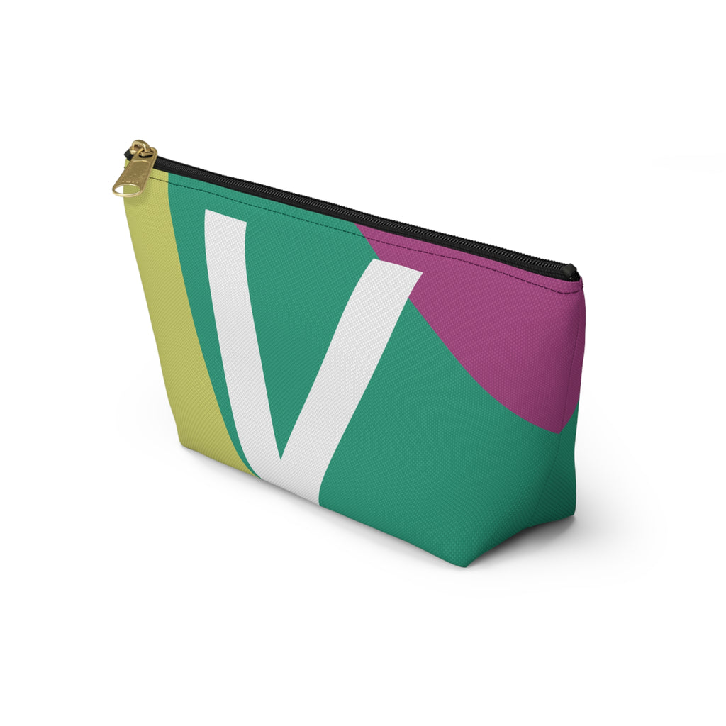 Initials Colorblock Accessory Pouch — Monogram V T-Bottom Cosmetic Bag