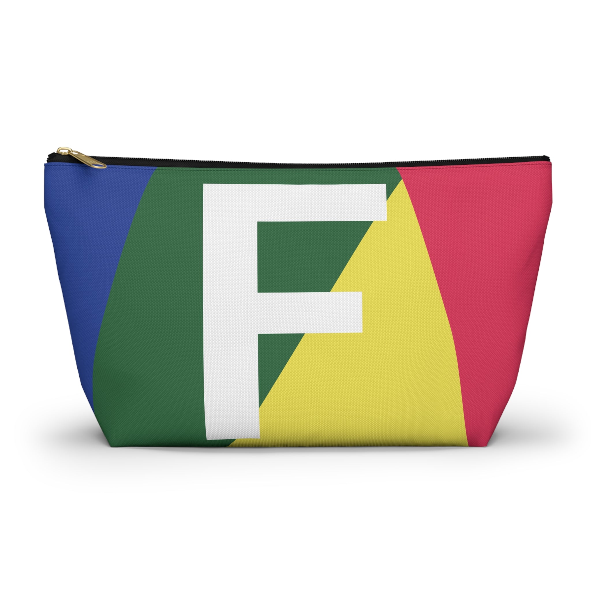 Initials Colorblock Accessory Pouch — Monogram F T-Bottom Cosmetic Bag