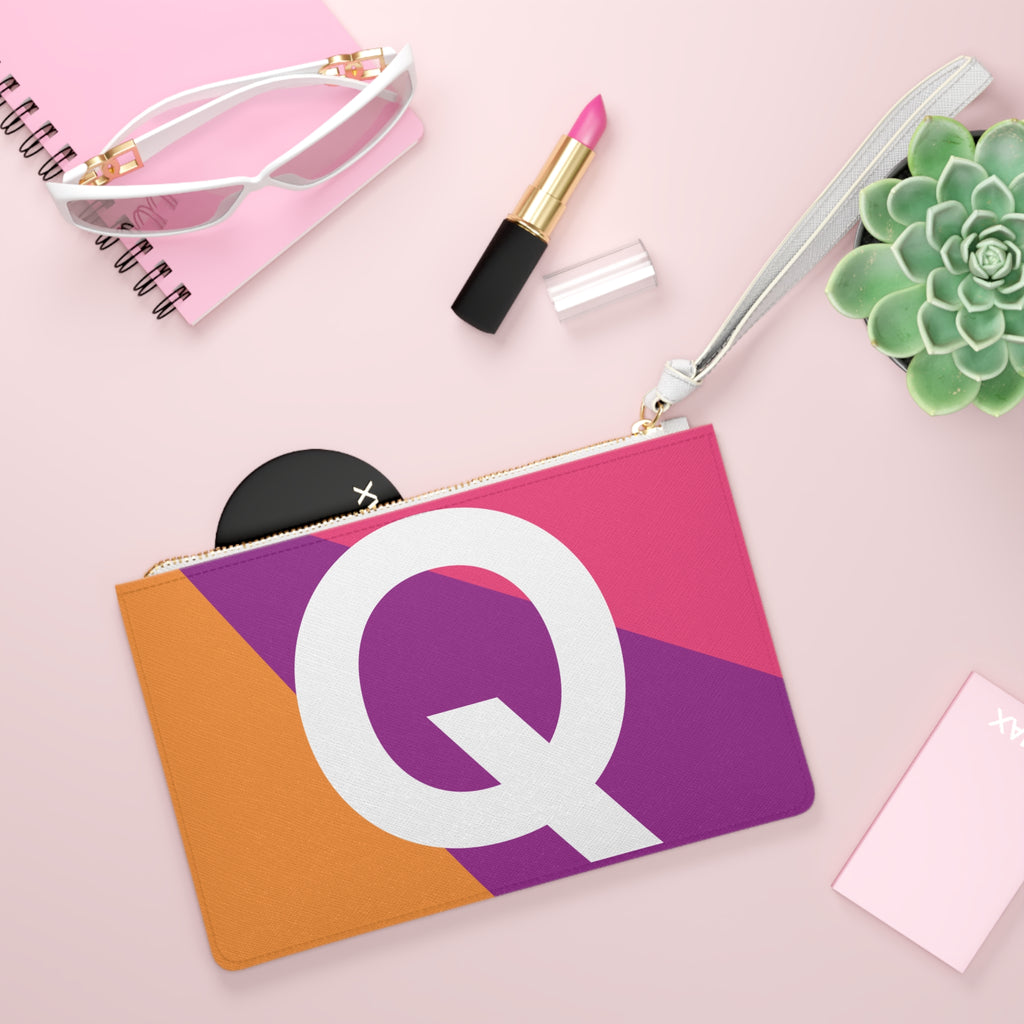 Monogram 'Q' Colorblock Clutch Bag — Bold Geometric Wristlet for Everyday & Gifts