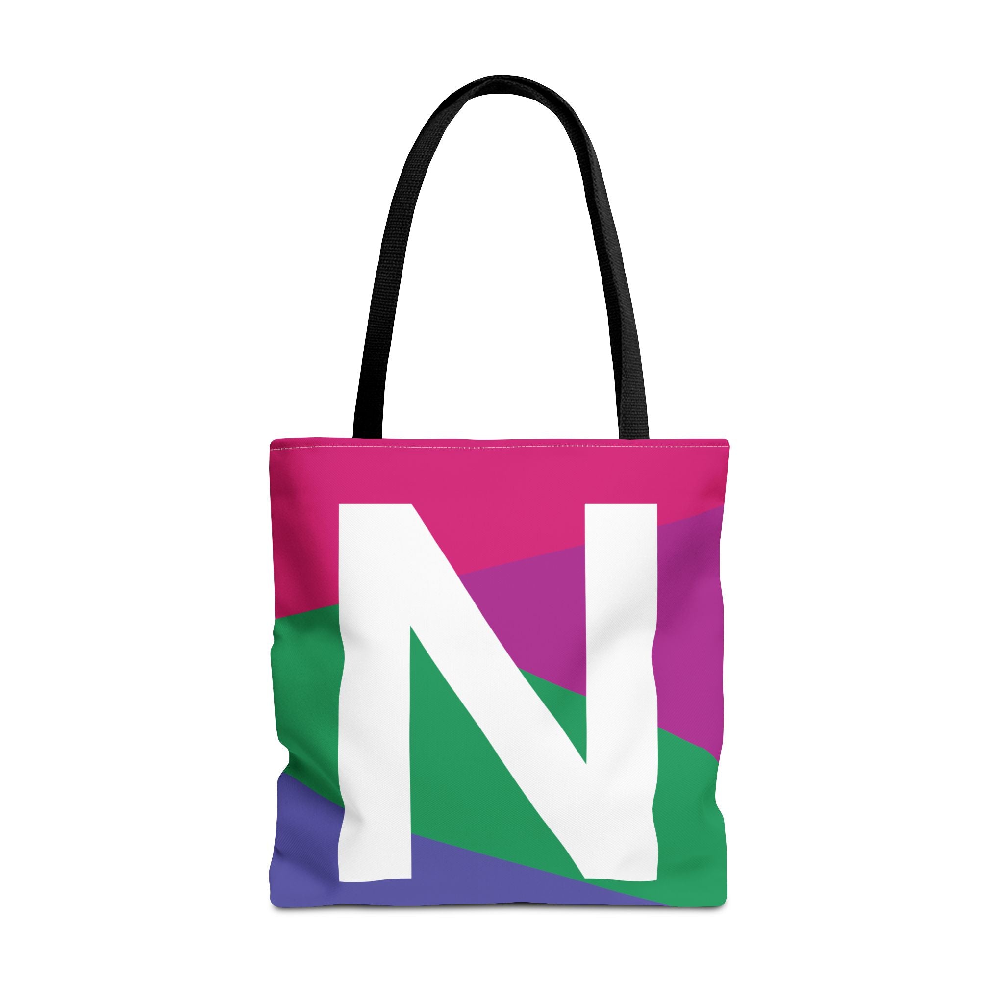 Monogram 'N' Colorblock Tote Bag — Personalized Initial N Shoulder Tote