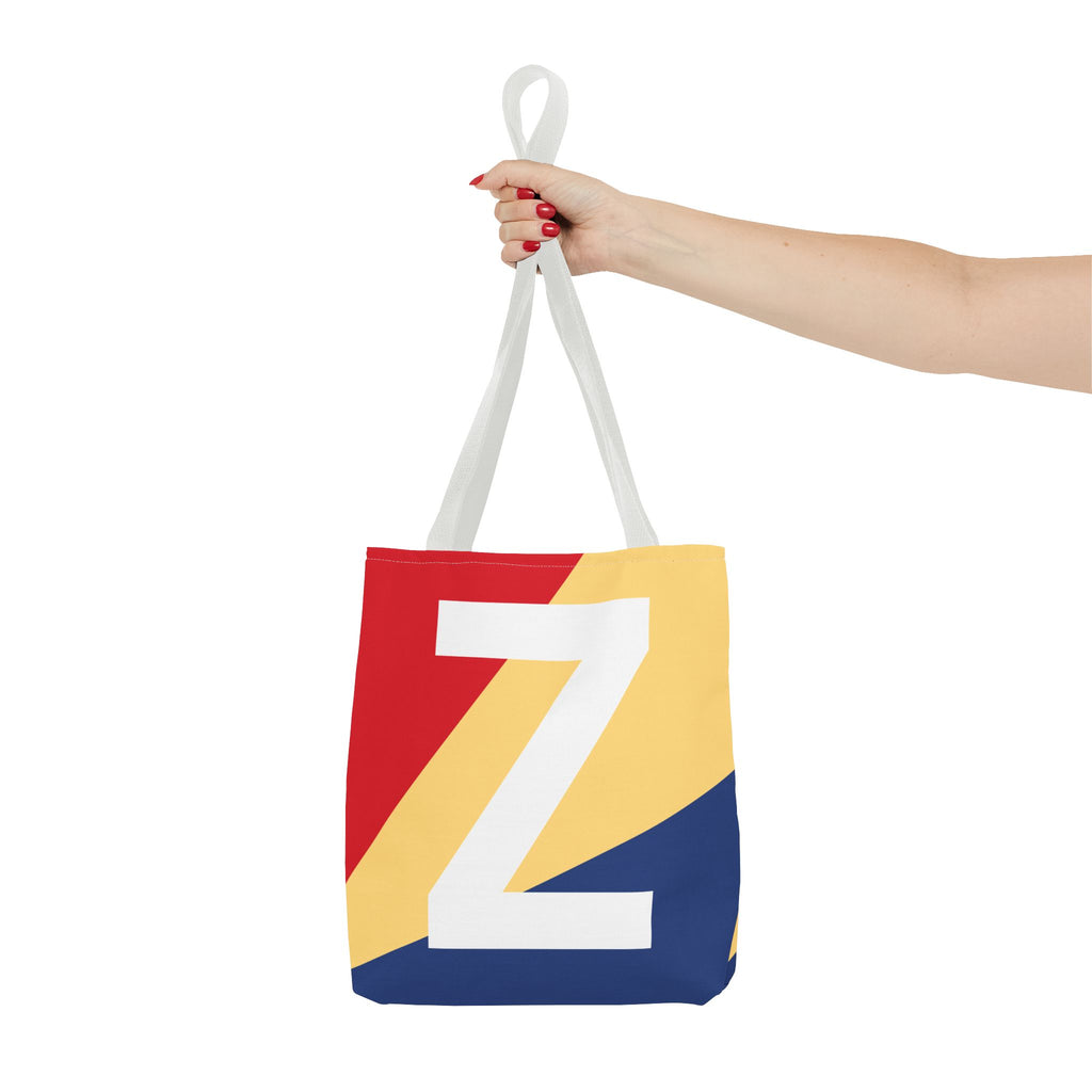 Monogram 'Z' Colorblock Tote Bag — Personalized Initial Z Shoulder Tote