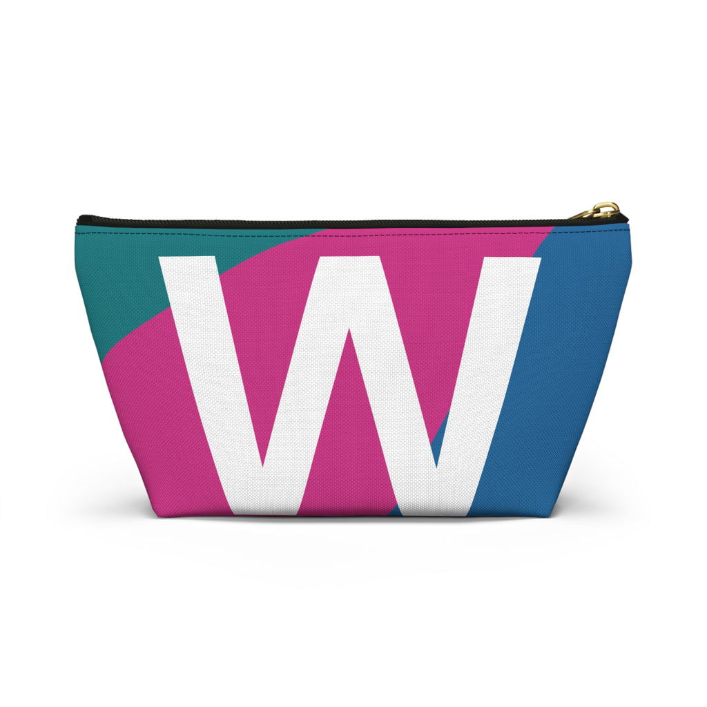Initials Colorblock Accessory Pouch — Monogram W T-Bottom Cosmetic Bag