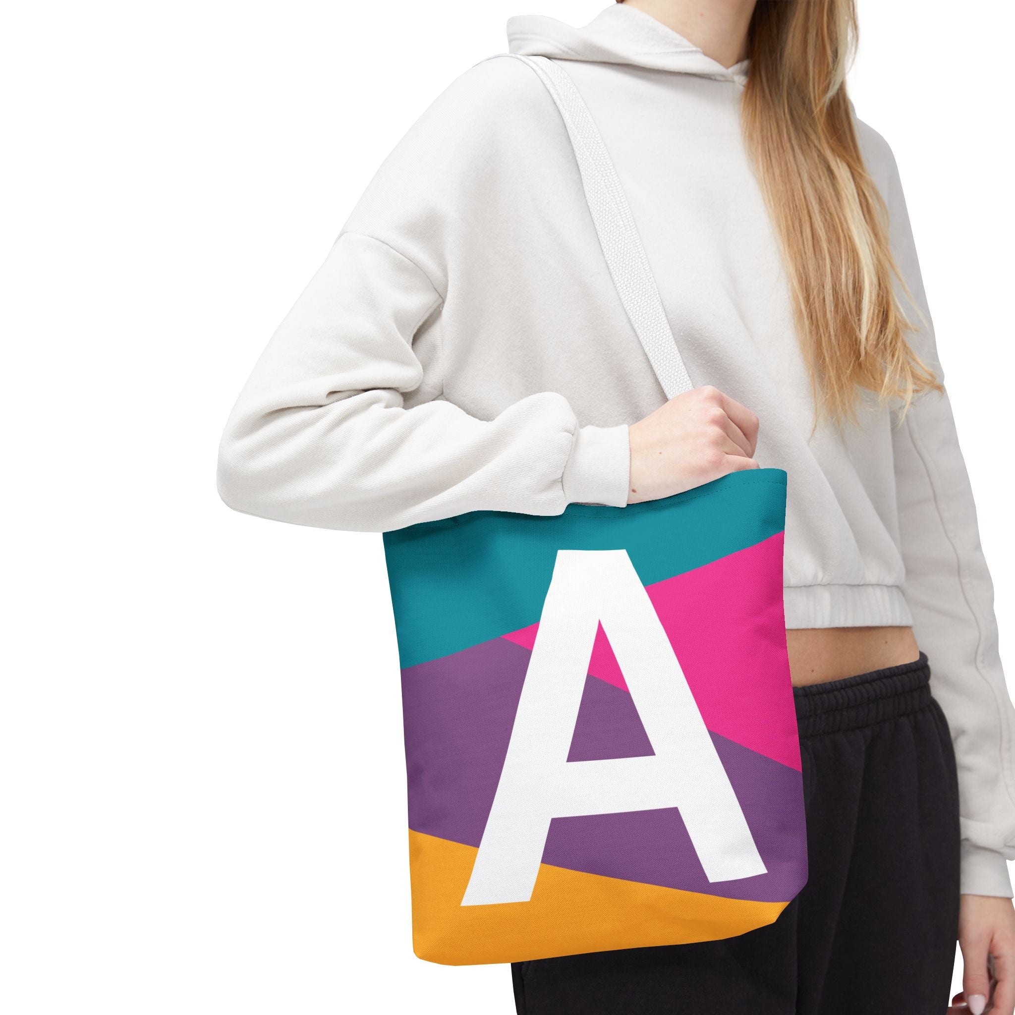 Monogram 'A' Colorblock Tote Bag — Personalized Initial A Shoulder Tote