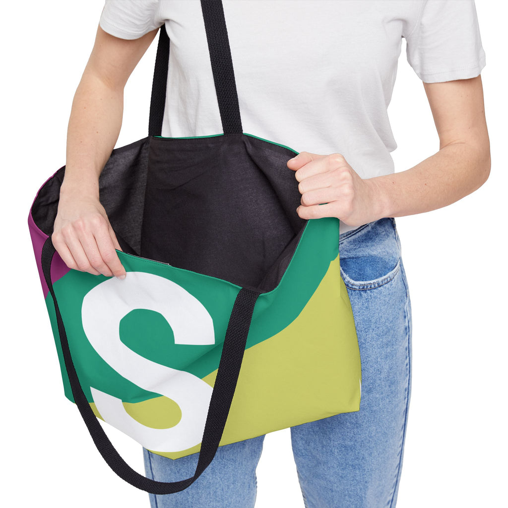 Personalized 'S' Colorblock Tote Bag — Monogram Weekender Tote