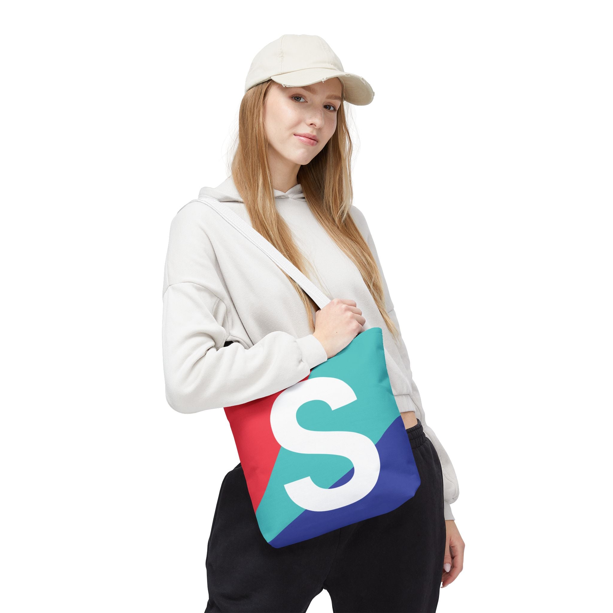 Monogram 'S' Colorblock Tote Bag — Personalized Initial S Shoulder Tote