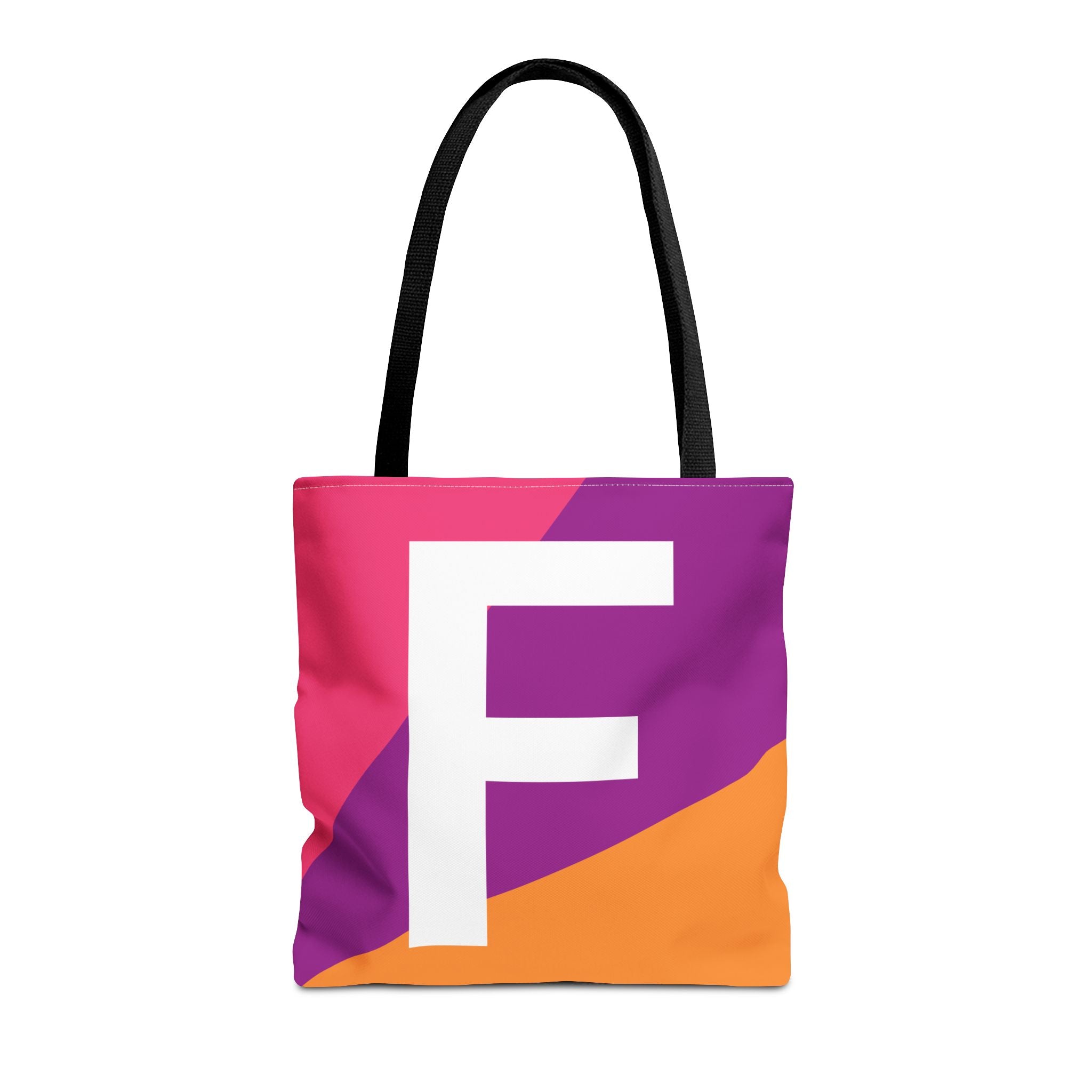 Monogram 'F' Colorblock Tote Bag — Personalized Initial F Shoulder Tote