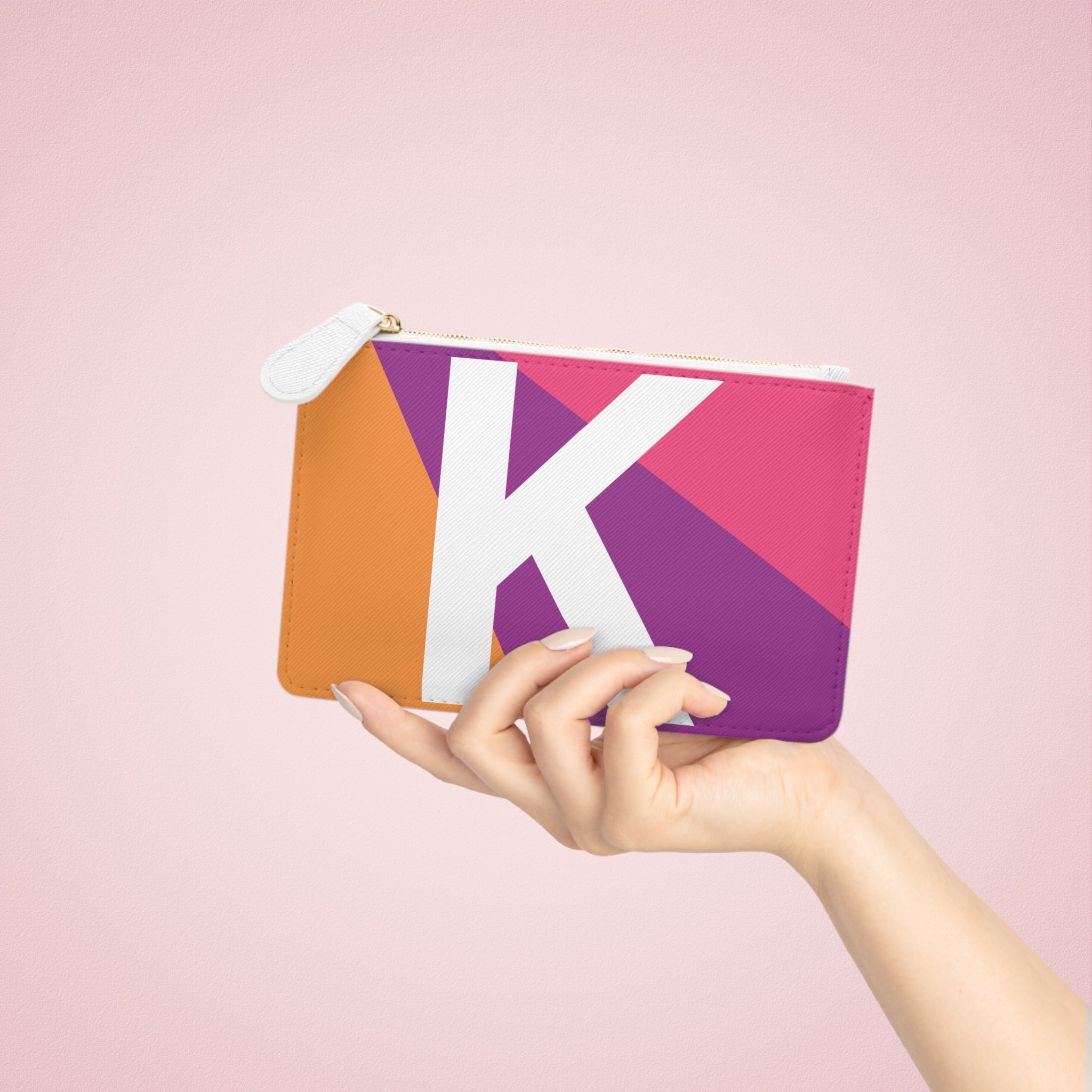 Initial K Mini Clutch — Colorblock Monogram Wristlet Wallet