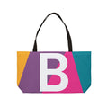 Personalized 'B' Colorblock Tote Bag — Monogram Weekender Tote