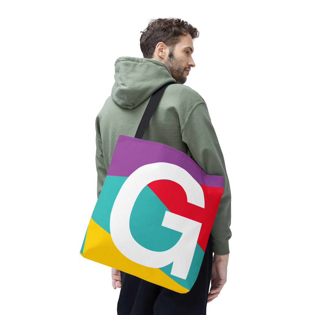 Monogram 'G' Colorblock Tote Bag — Personalized Initial G Shoulder Tote