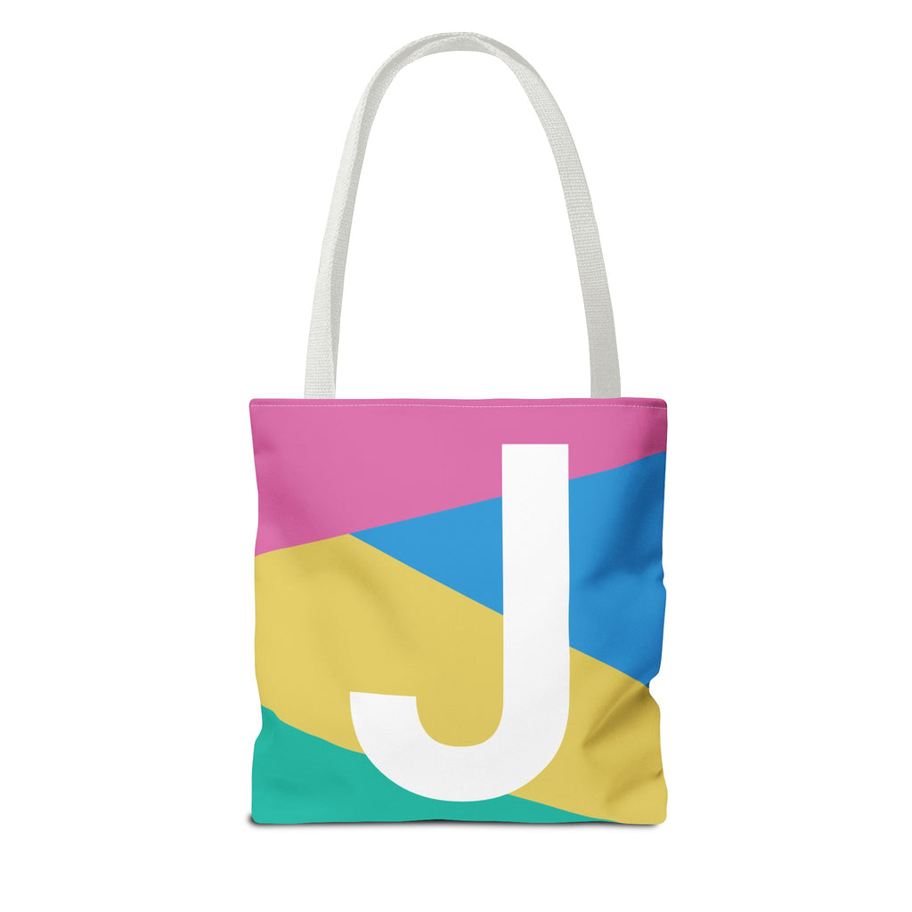 Monogram 'J' Colorblock Tote Bag — Personalized Initial J Shoulder Tote