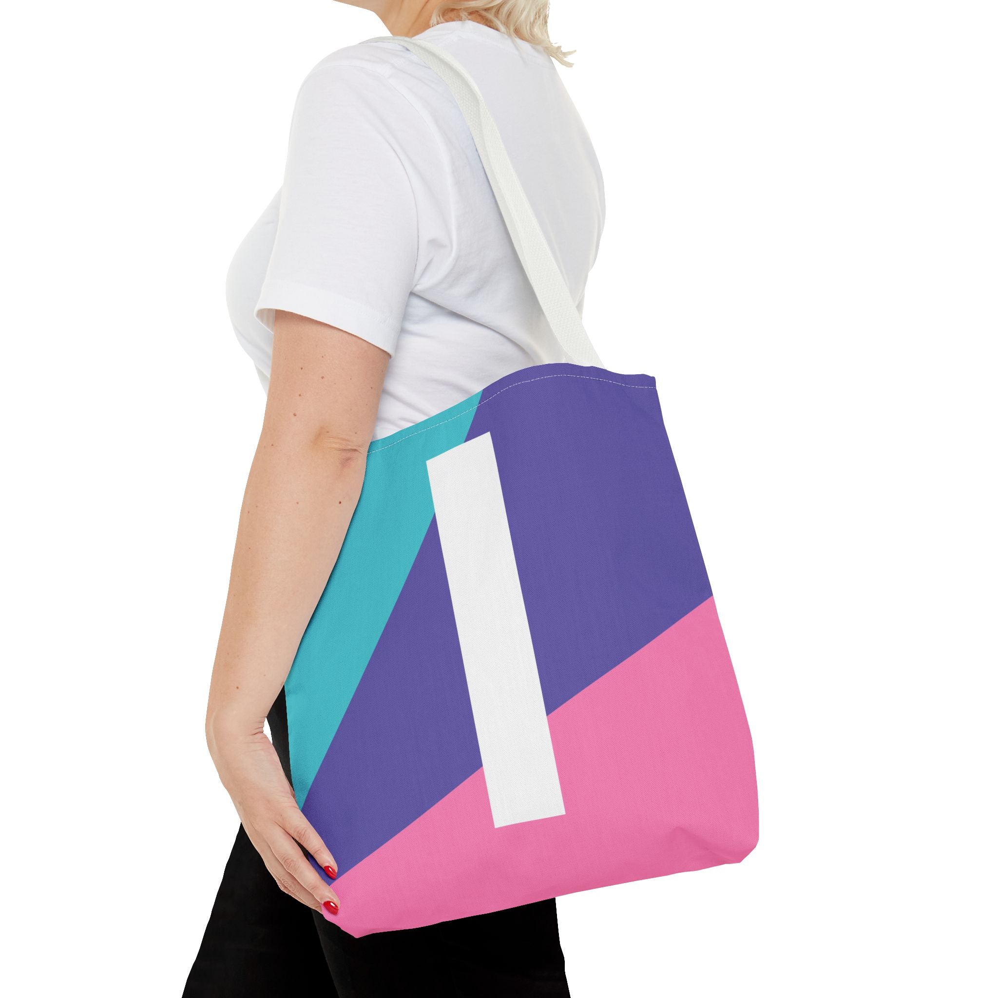 Monogram 'I' Colorblock Tote Bag — Personalized Initial I Shoulder Tote