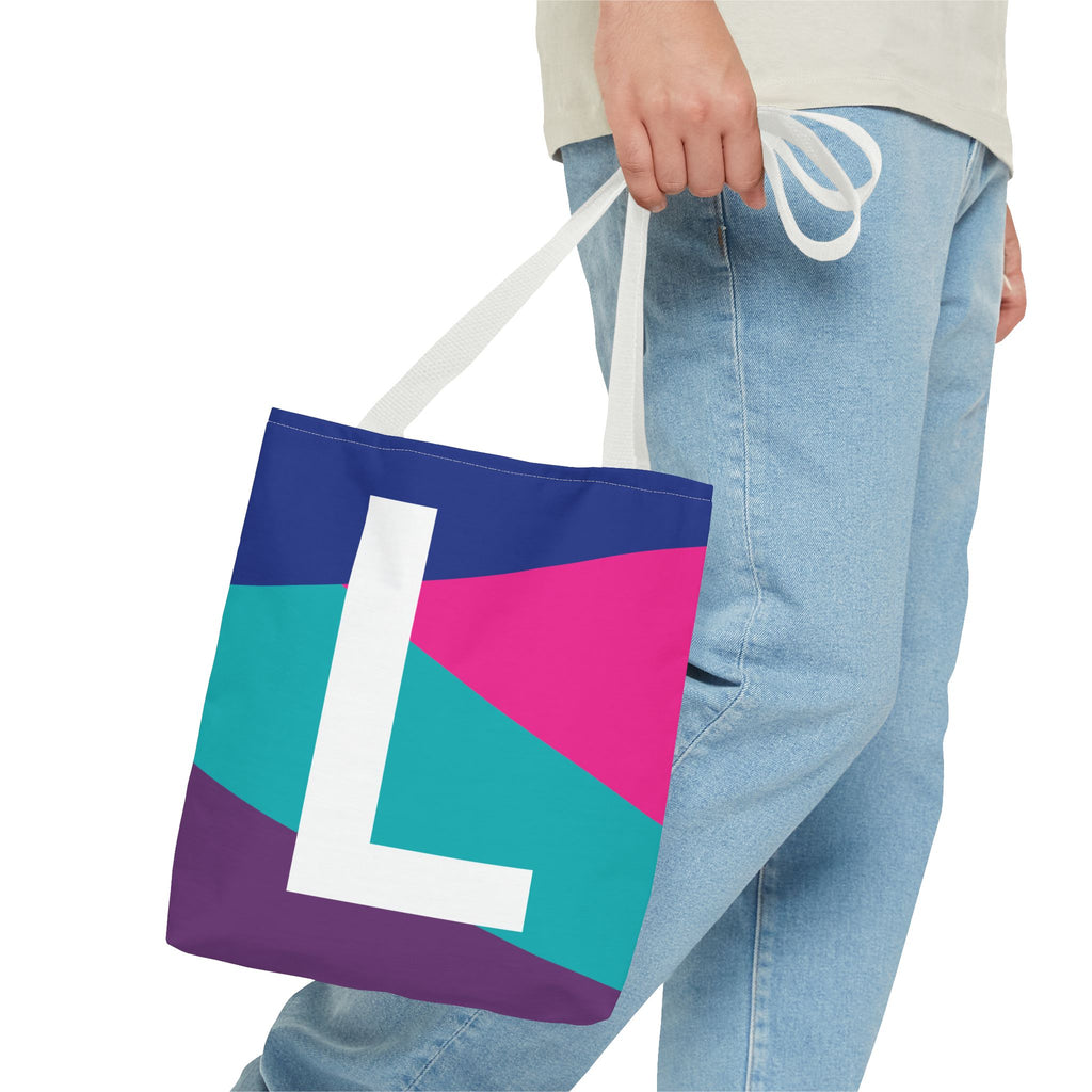 Monogram 'L' Colorblock Tote Bag — Personalized Initial L Shoulder Tote