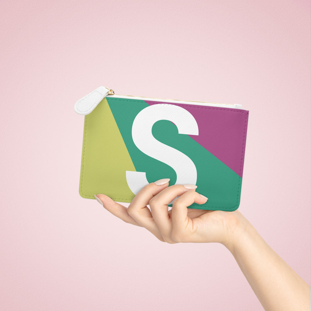 Initial S Mini Clutch — Colorblock Monogram Wristlet Wallet