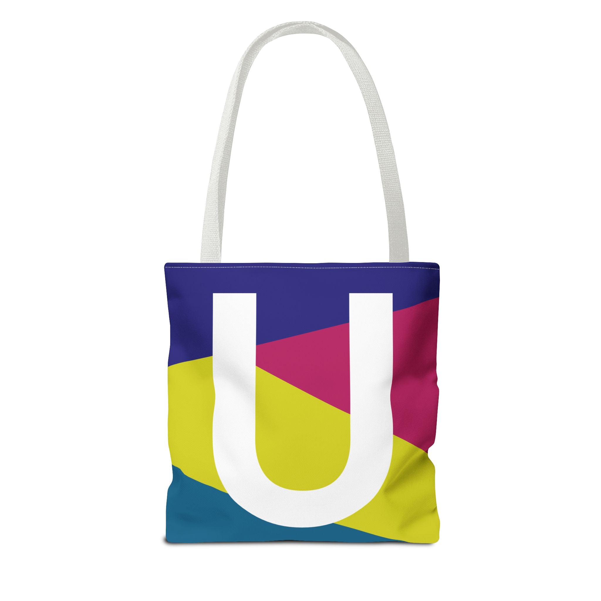 Monogram 'U' Colorblock Tote Bag — Personalized Initial U Shoulder Tote