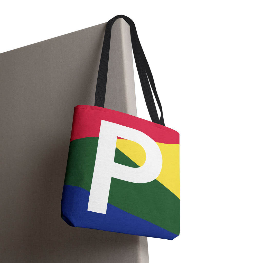 Monogram 'P' Colorblock Tote Bag — Personalized Initial P Shoulder Tote