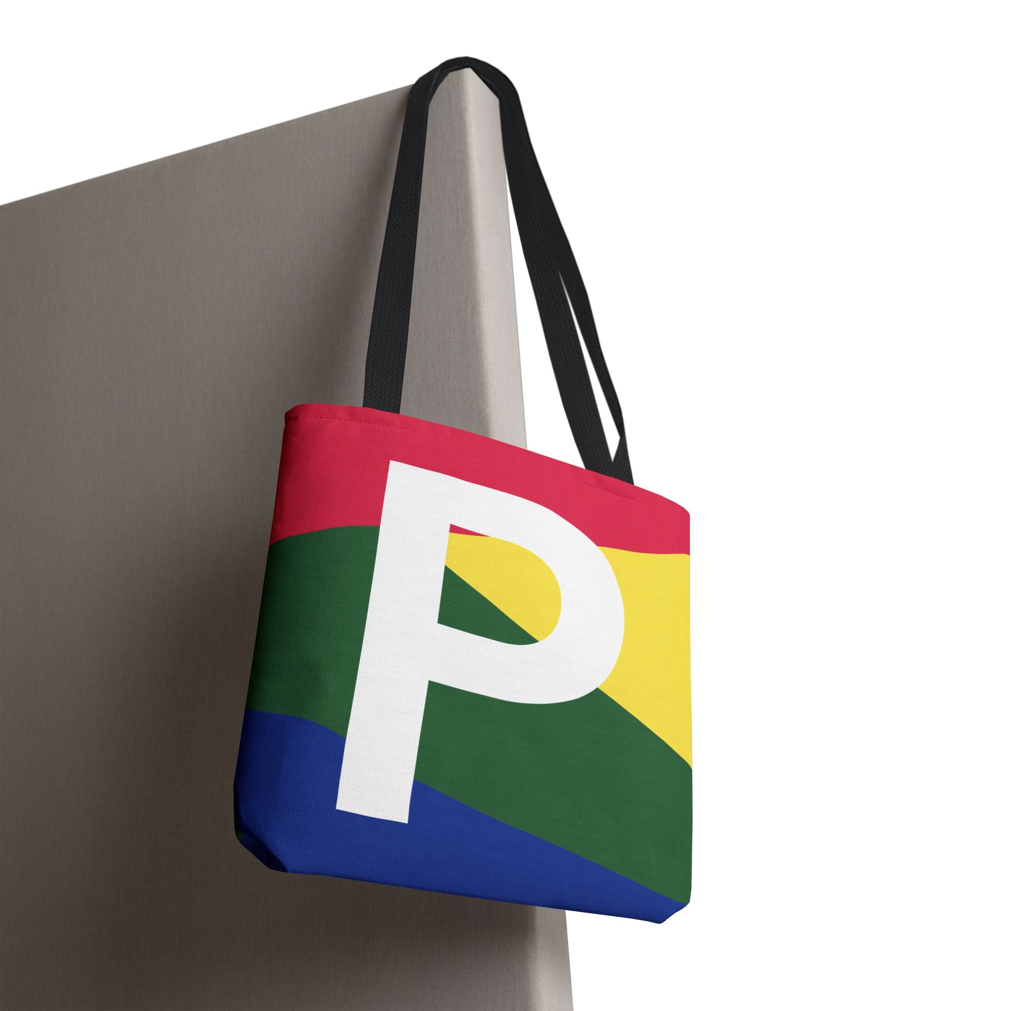 Monogram 'P' Colorblock Tote Bag — Personalized Initial P Shoulder Tote