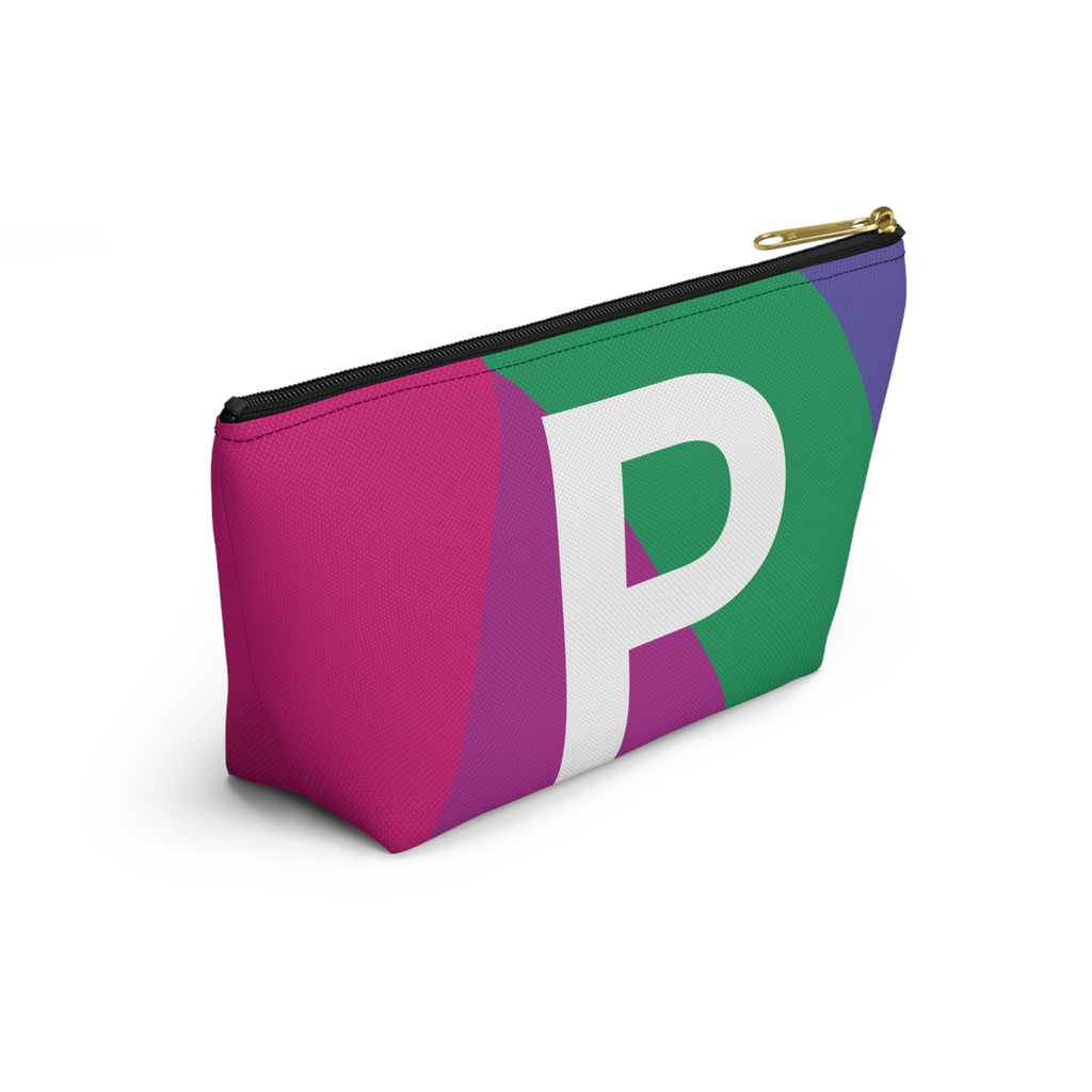Initials Colorblock Accessory Pouch — Monogram P T-Bottom Cosmetic Bag