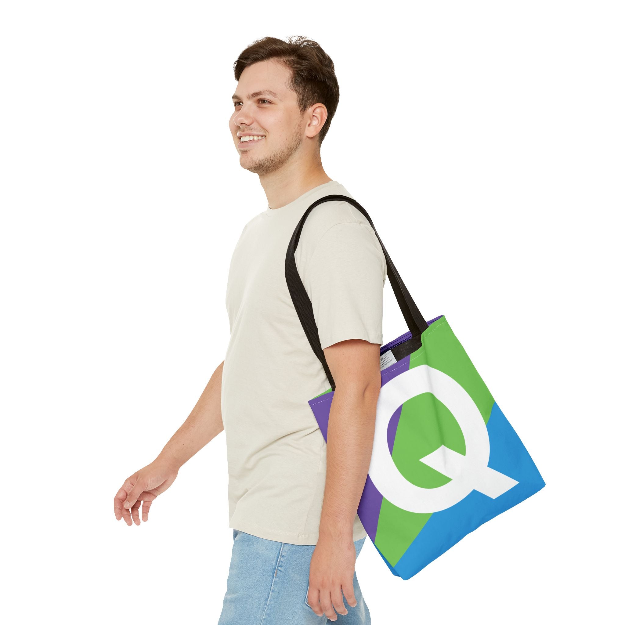 Monogram 'Q' Colorblock Tote Bag — Personalized Initial Q Shoulder Tote