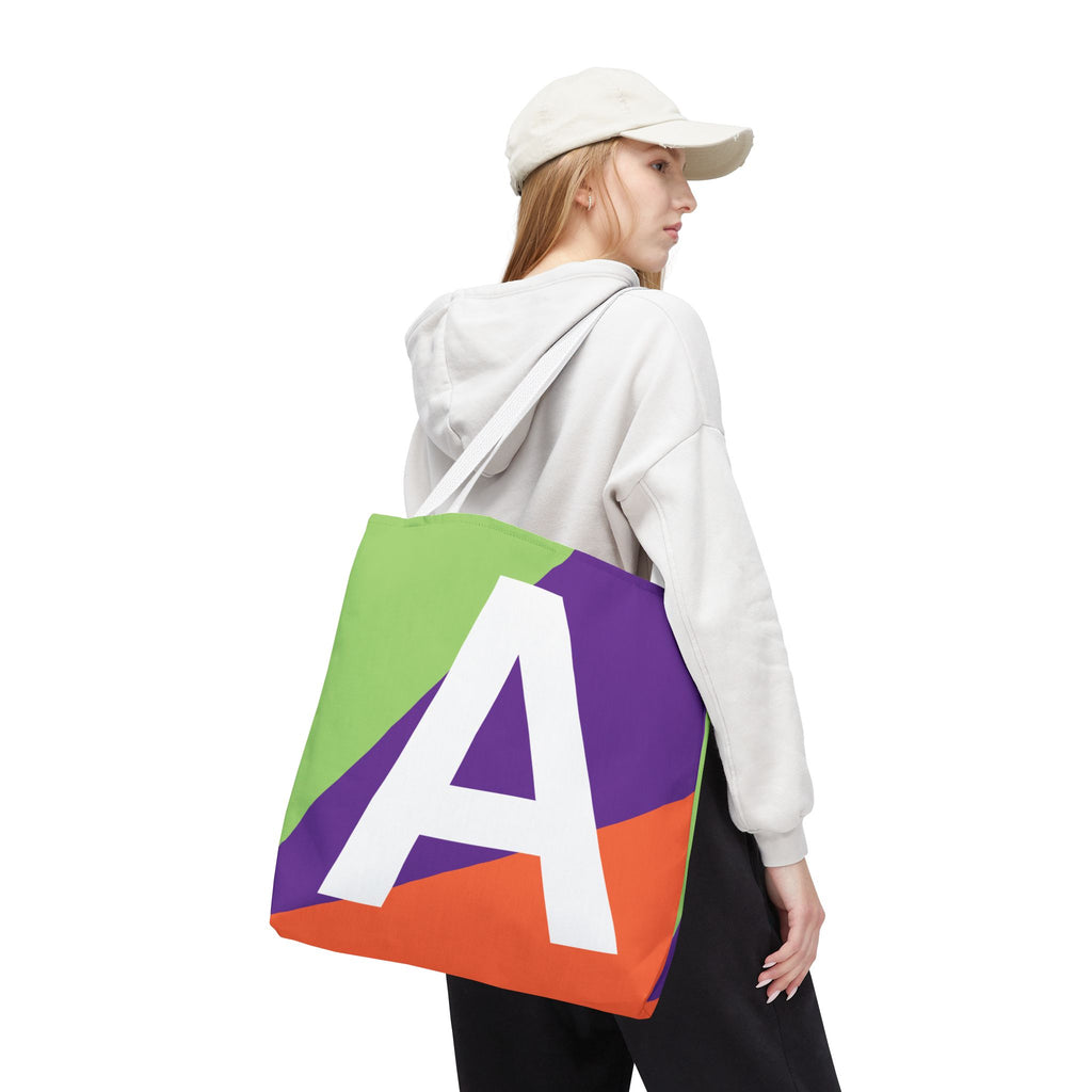 Monogram 'A' Colorblock Tote Bag — Personalized Initial A Shoulder Tote