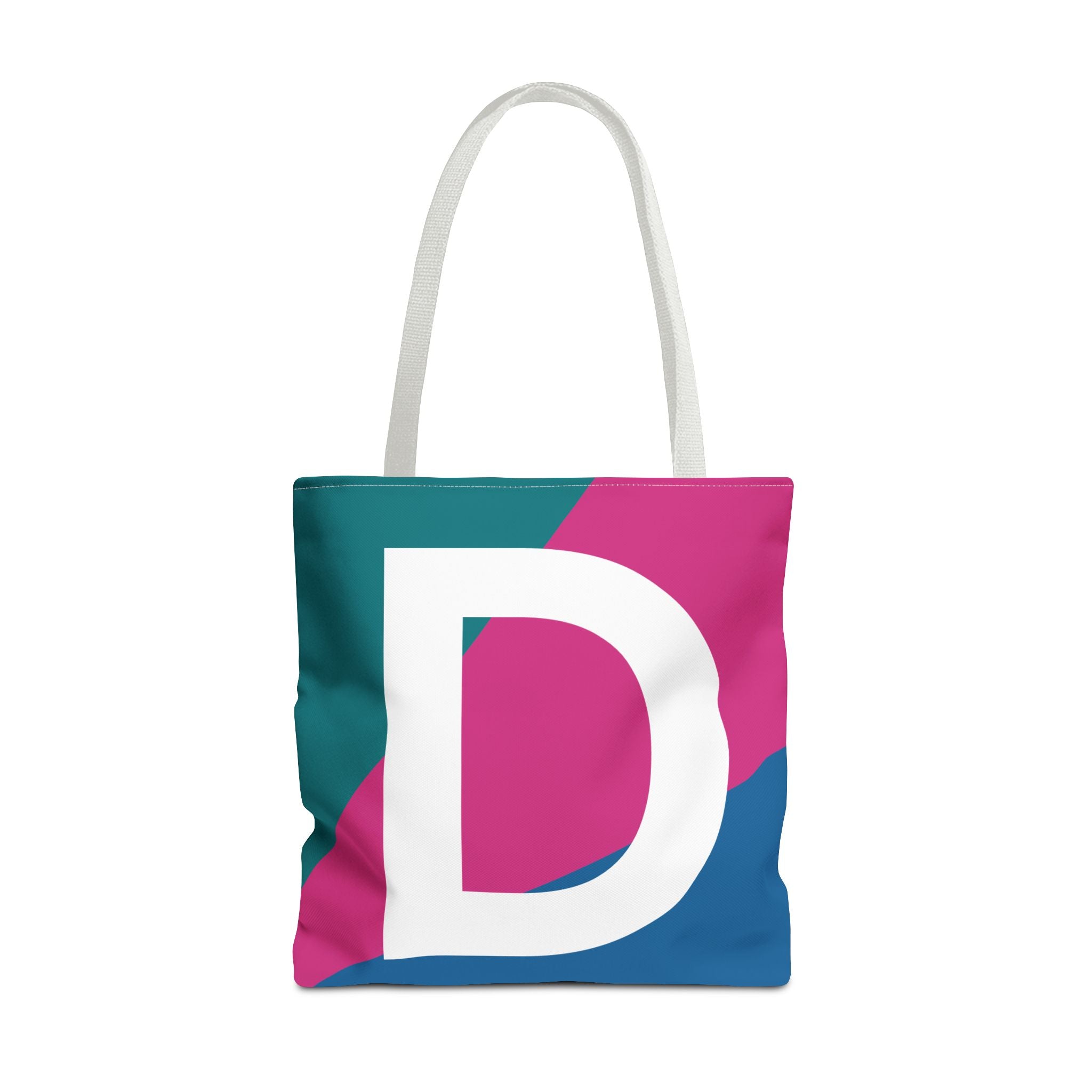 Monogram 'D' Colorblock Tote Bag — Personalized Initial D Shoulder Tote
