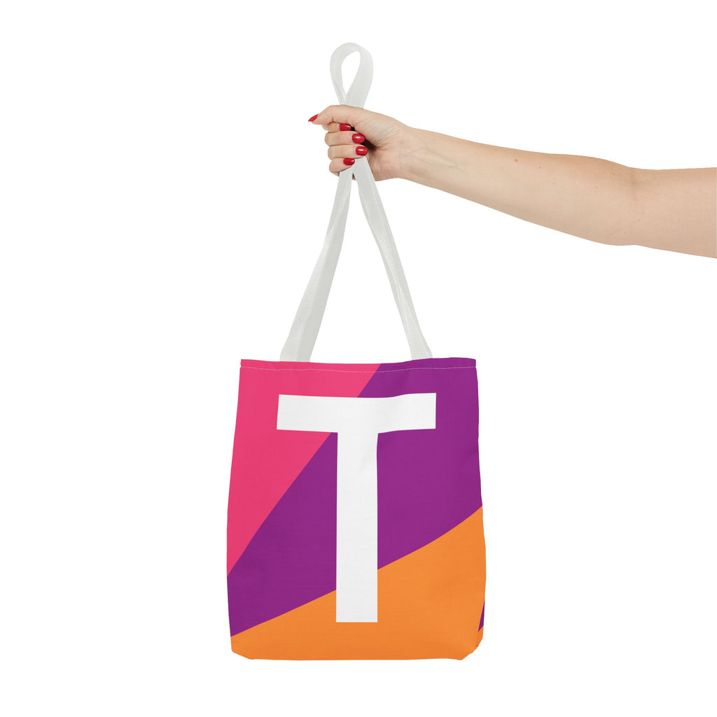 Monogram 'T' Colorblock Tote Bag — Personalized Initial T Shoulder Tote