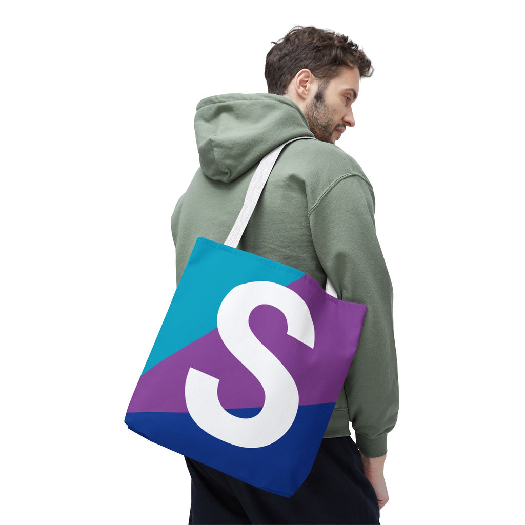 Monogram 'S' Colorblock Tote Bag — Personalized Initial S Shoulder Tote