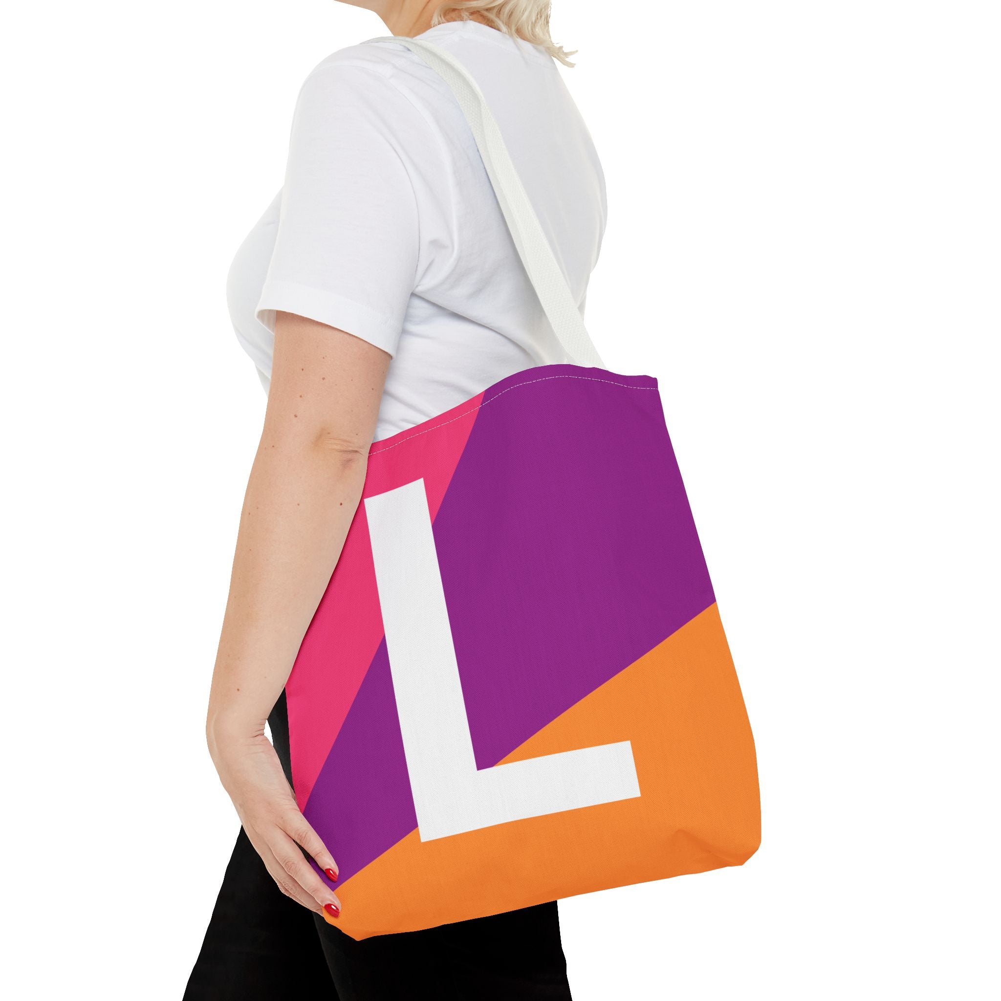 Monogram 'L' Colorblock Tote Bag — Personalized Initial L Shoulder Tote
