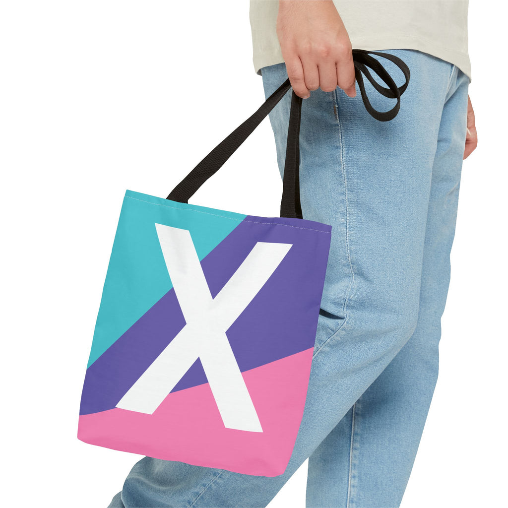 Monogram 'X' Colorblock Tote Bag — Personalized Initial X Shoulder Tote