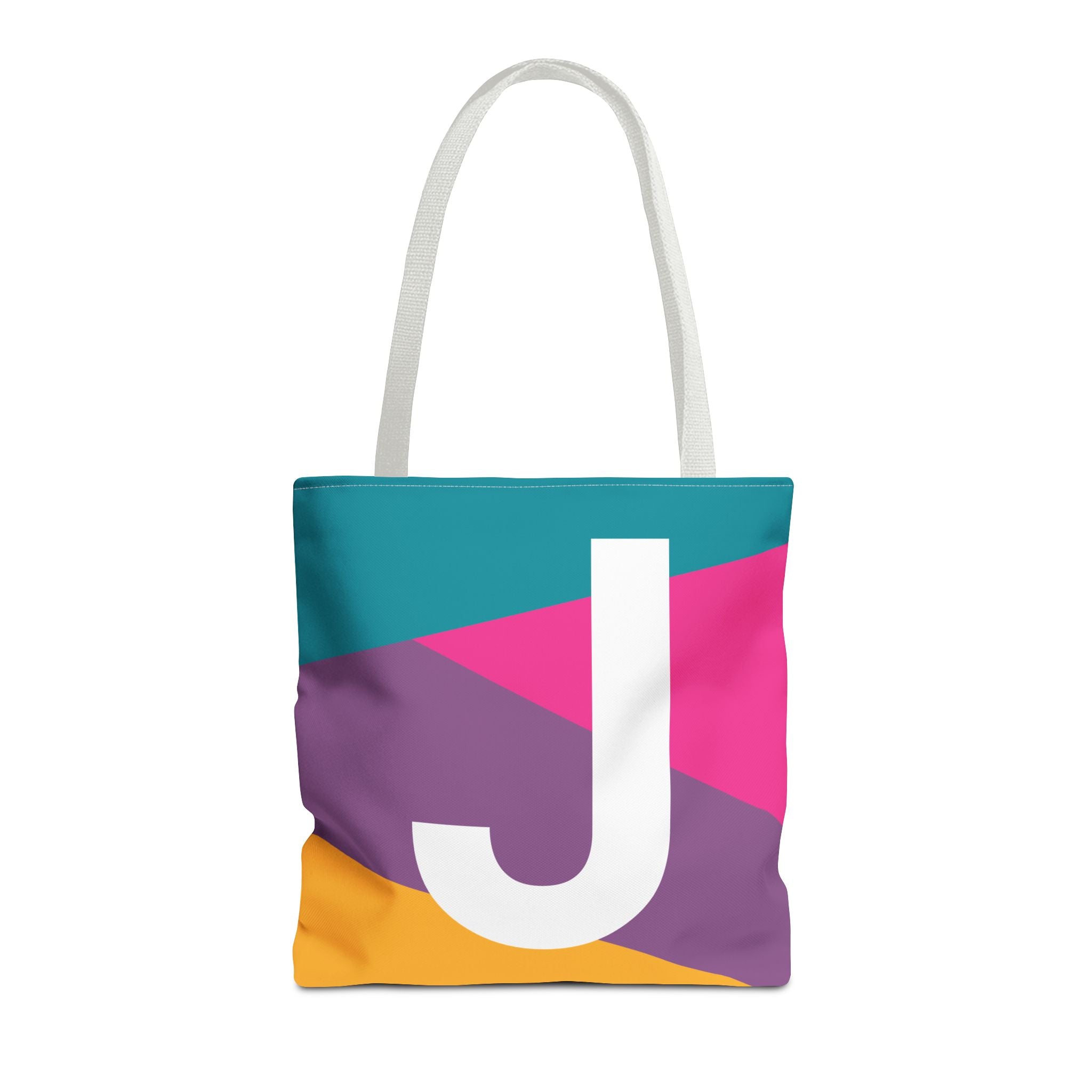 Monogram 'J' Colorblock Tote Bag — Personalized Initial J Shoulder Tote