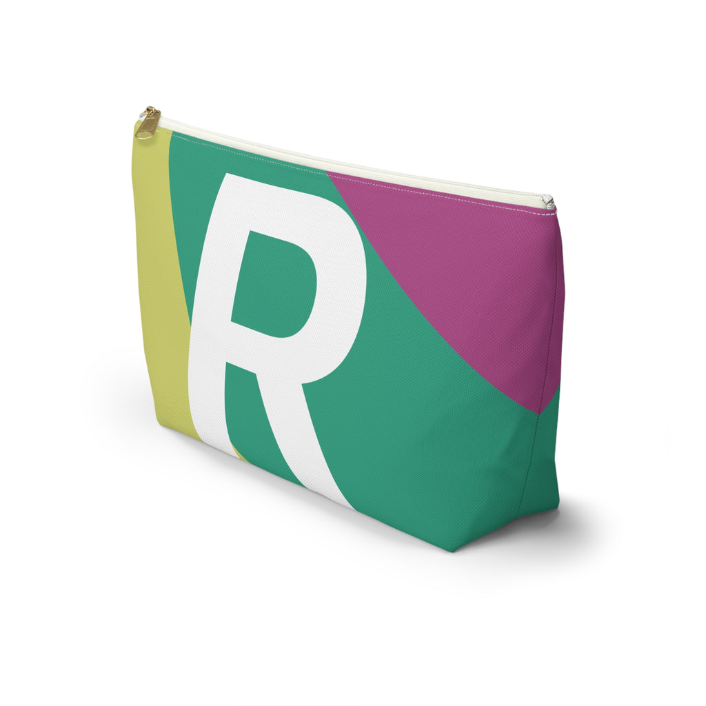 Initials Colorblock Accessory Pouch — Monogram R T-Bottom Cosmetic Bag