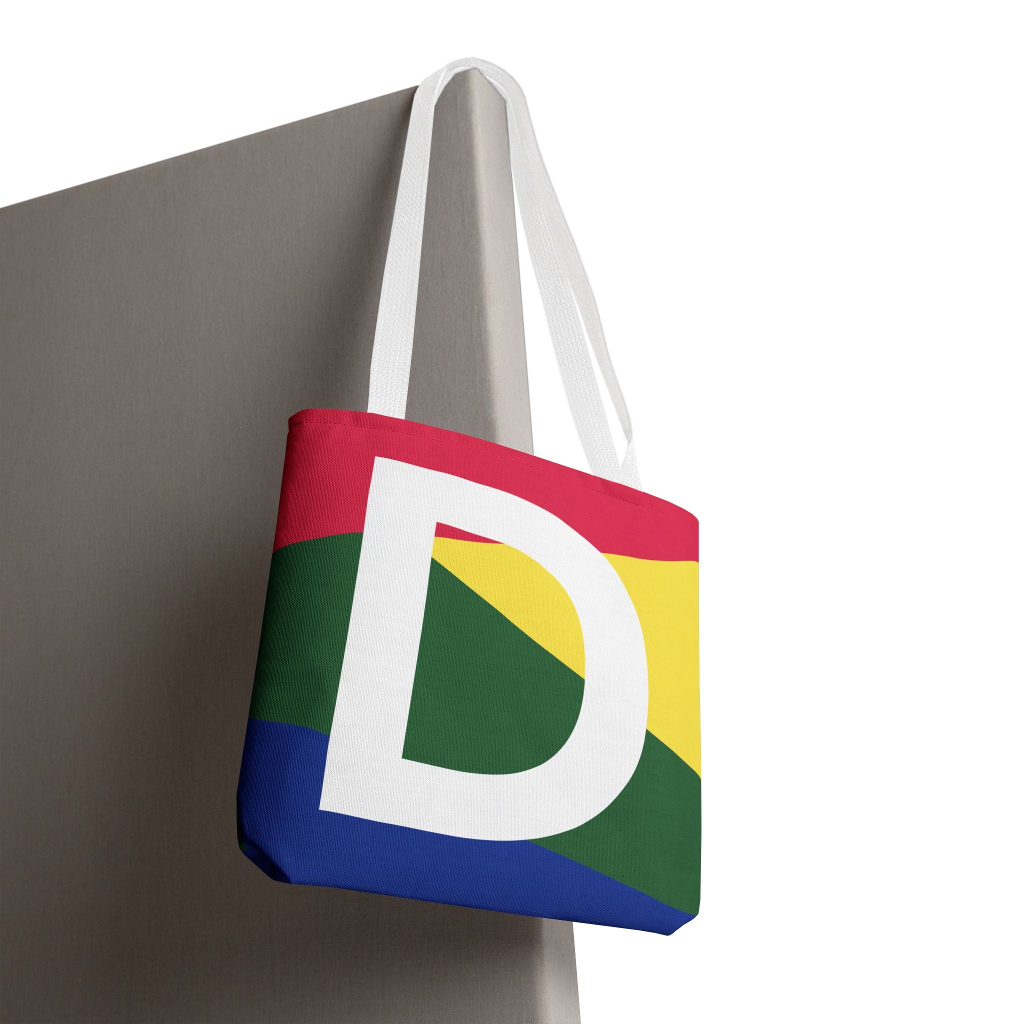 Monogram 'D' Colorblock Tote Bag — Personalized Initial D Shoulder Tote