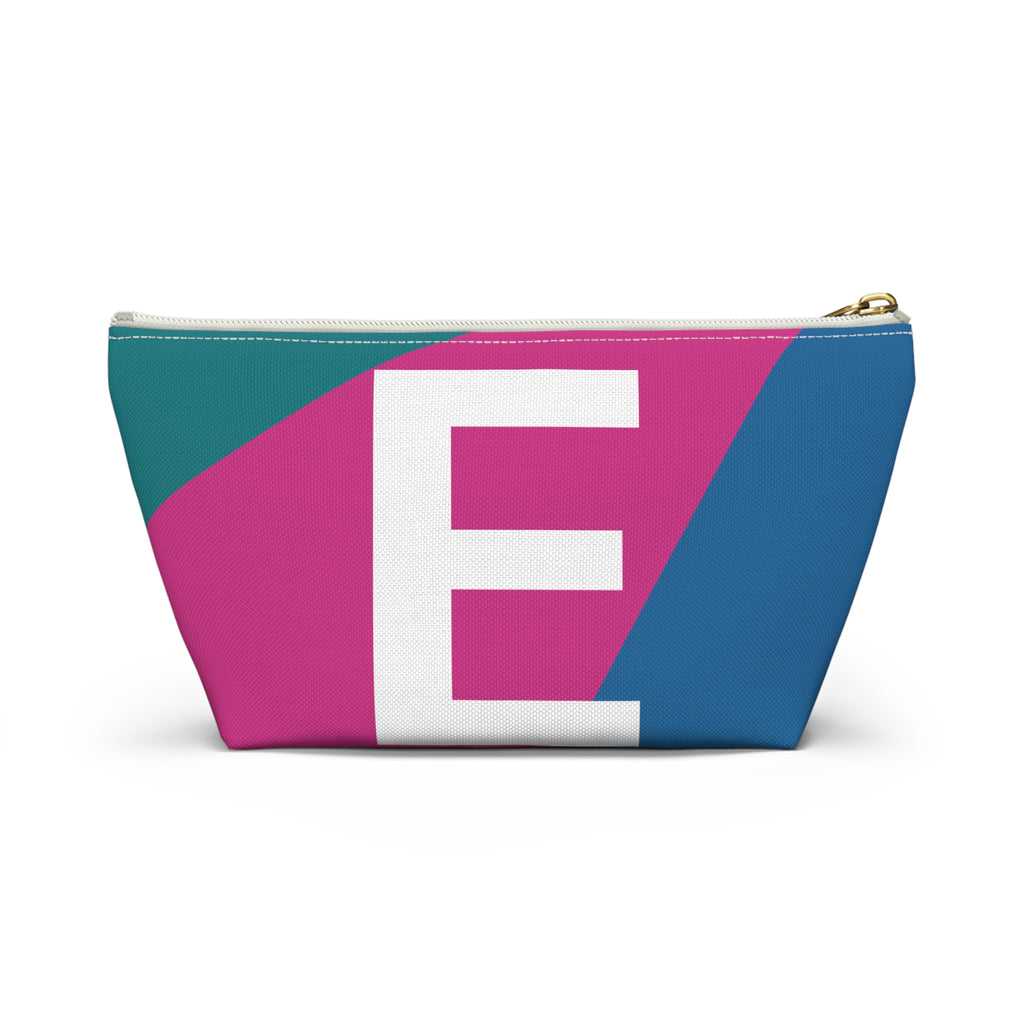 Initials Colorblock Accessory Pouch — Monogram E T-Bottom Cosmetic Bag