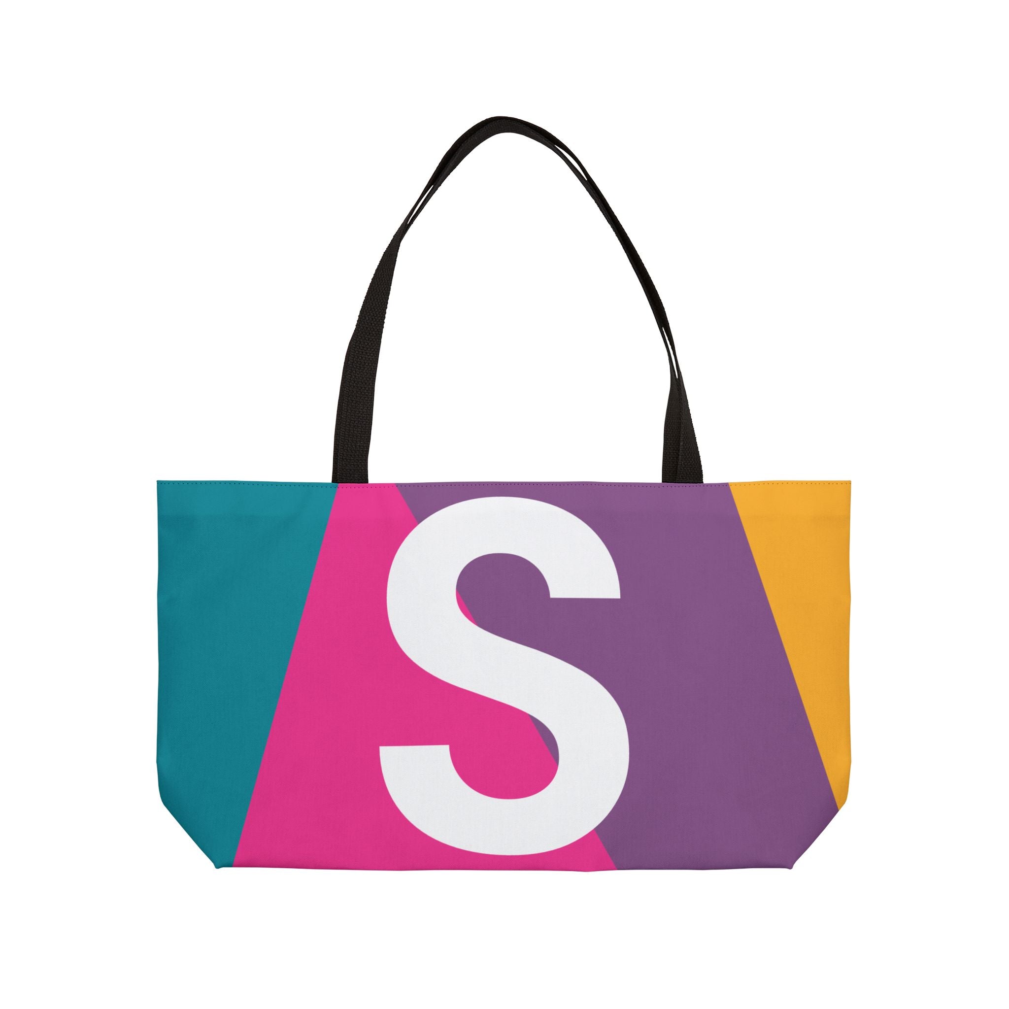 Personalized 'S' Colorblock Tote Bag — Monogram Weekender Tote