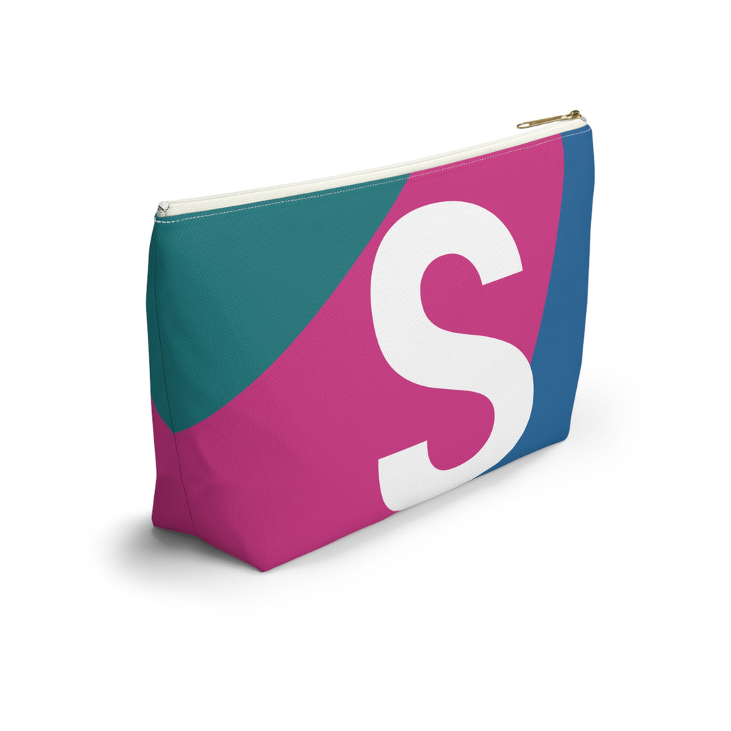 Initials Colorblock Accessory Pouch — Monogram S T-Bottom Cosmetic Bag