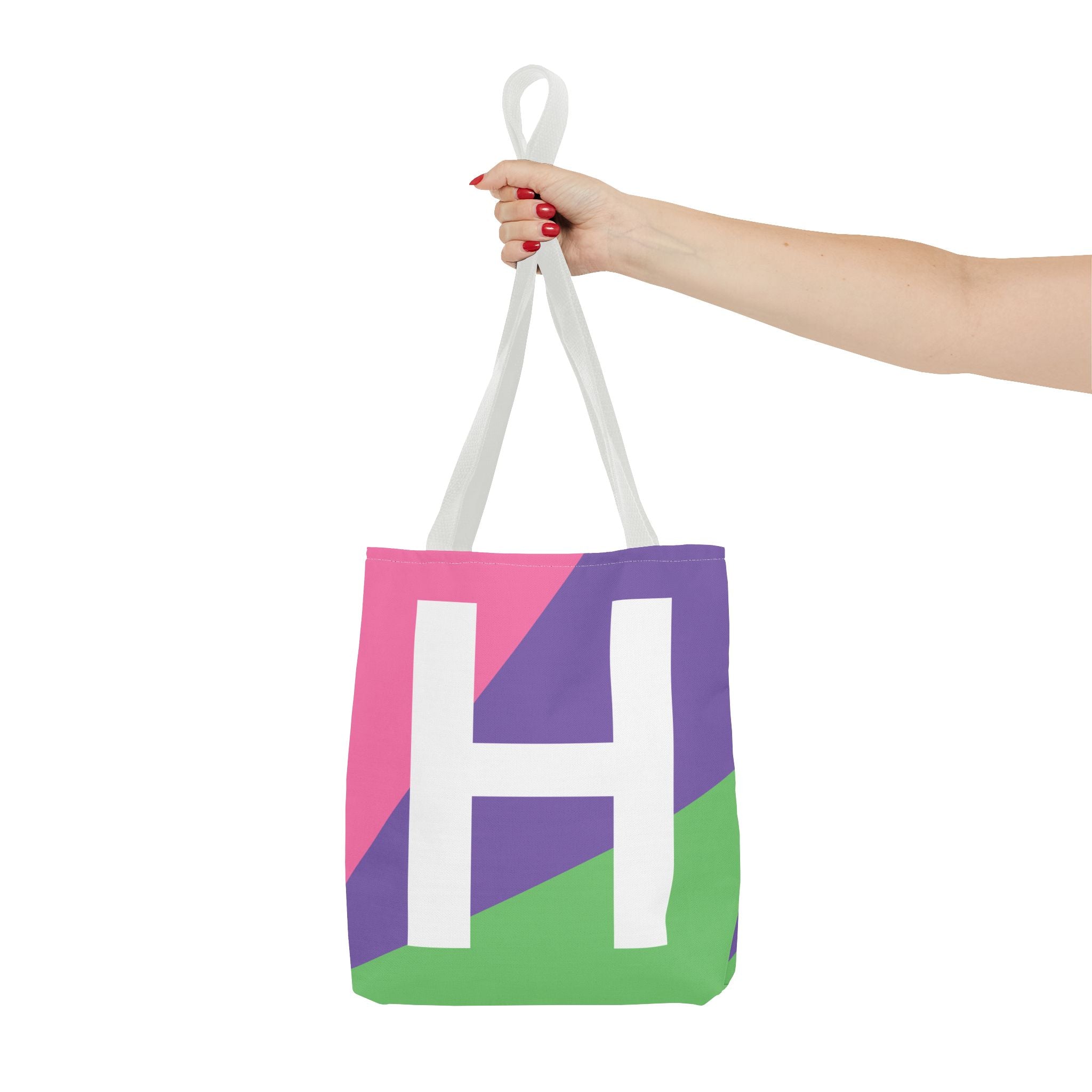 Monogram 'H' Colorblock Tote Bag — Personalized Initial H Shoulder Tote