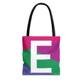 Monogram 'E' Colorblock Tote Bag — Personalized Initial E Shoulder Tote