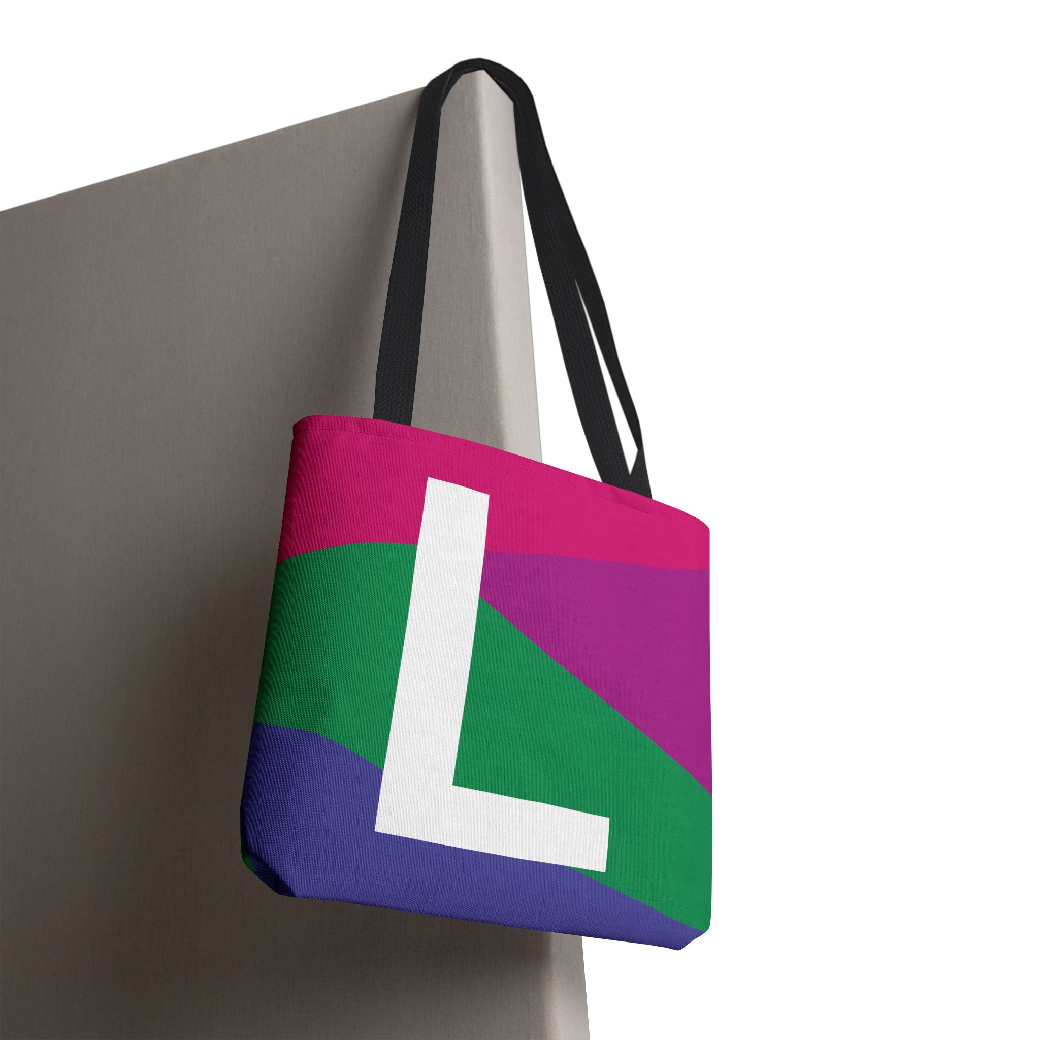 Monogram 'L' Colorblock Tote Bag — Personalized Initial L Shoulder Tote