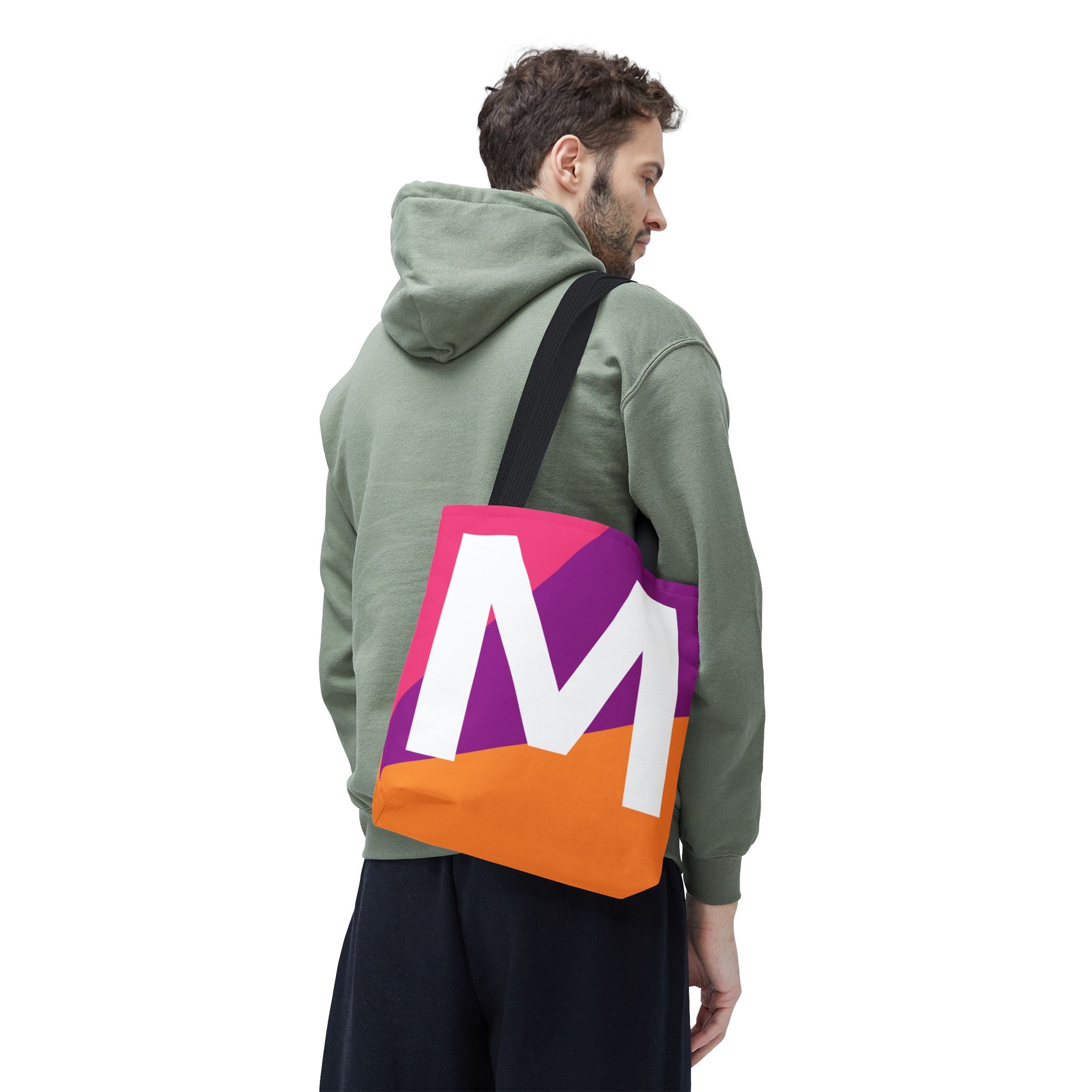 Monogram 'M' Colorblock Tote Bag — Personalized Initial M Shoulder Tote