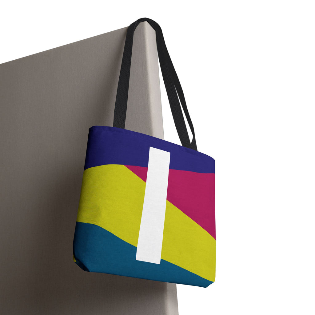 Monogram 'I' Colorblock Tote Bag — Personalized Initial I Shoulder Tote