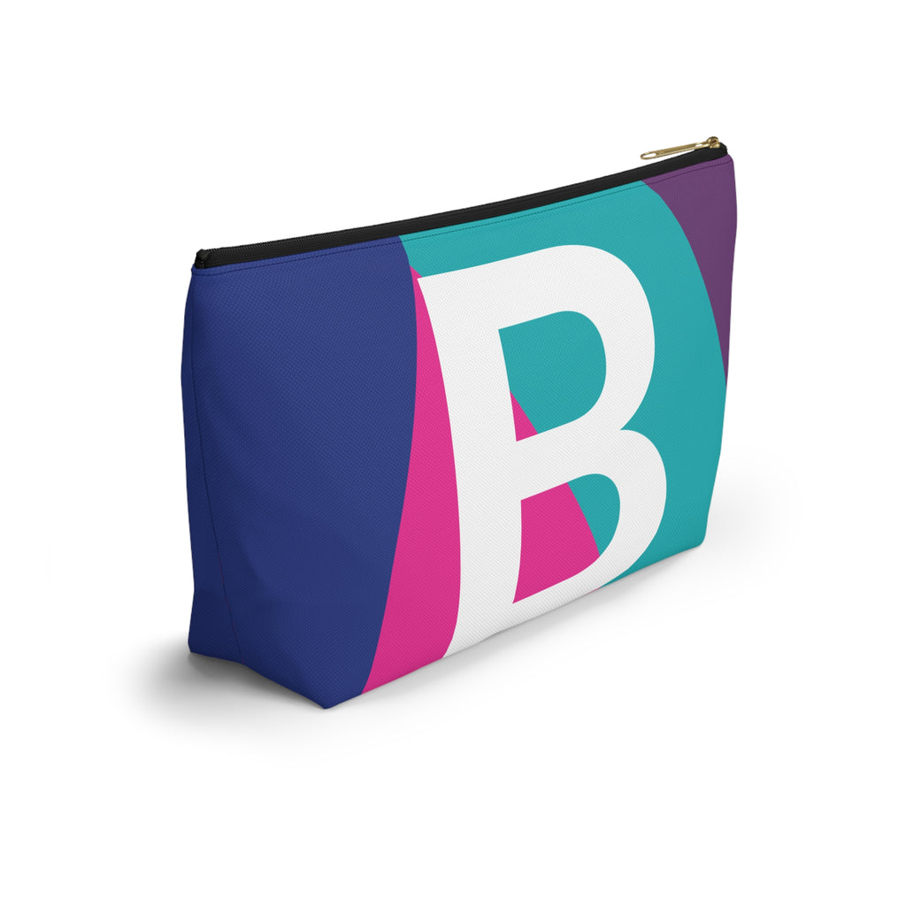 Initials Colorblock Accessory Pouch — Monogram B T-Bottom Cosmetic Bag