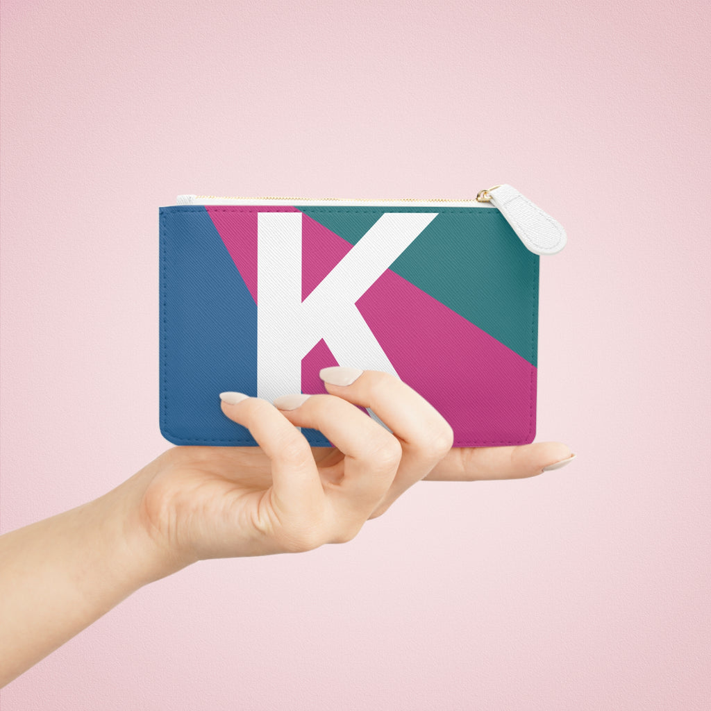 Initial K Mini Clutch — Colorblock Monogram Wristlet Wallet