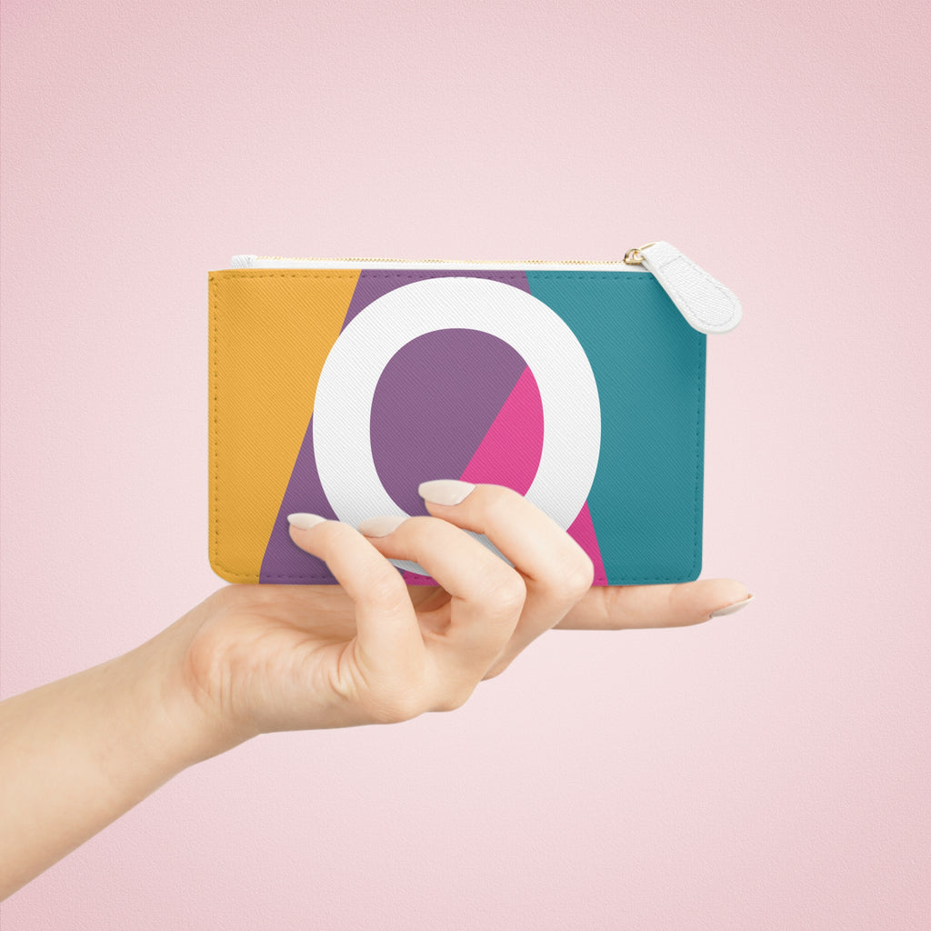 Initial O Mini Clutch — Colorblock Monogram Wristlet Wallet